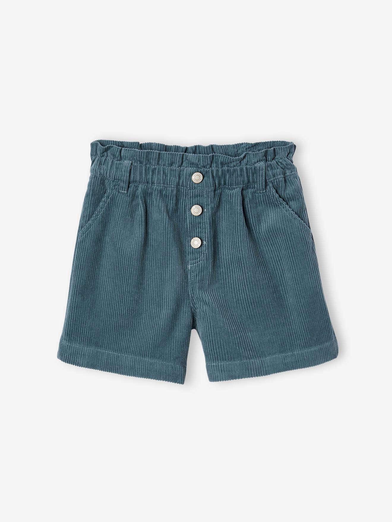 Fluwelen short met paperbag-vorm meisjes groenblauw