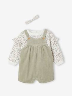 -Set sweater + tuinbroek + haarband voor baby's