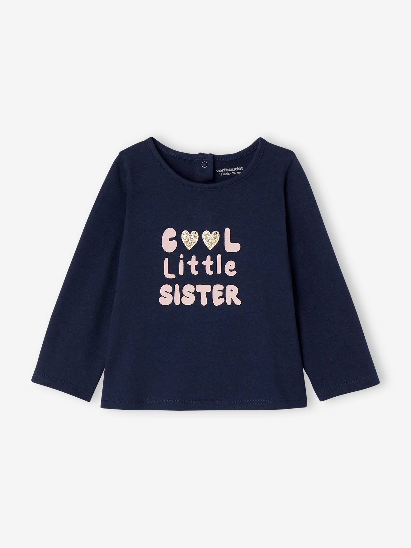 Basics baby "cool little sister" T-shirt marineblauw