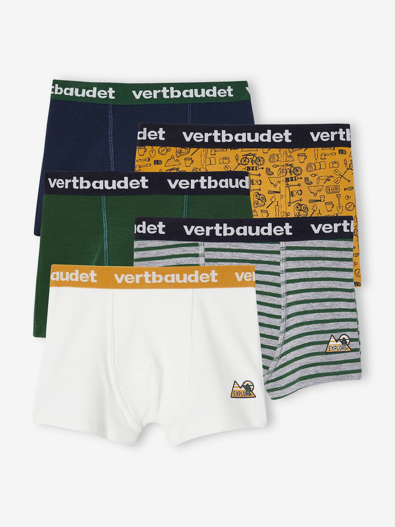 Set met 5 stretch boxers voor jongens ecru