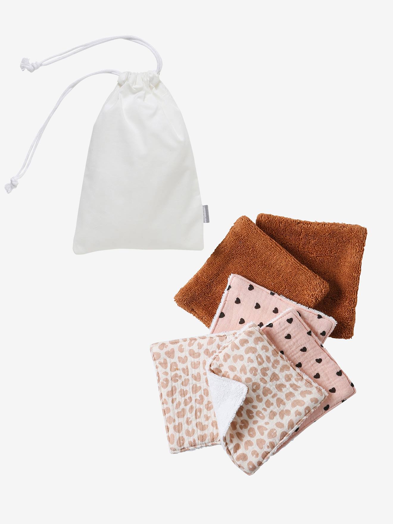 Set van 6 washandjes hazelnoot