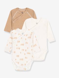 -Set van 3 babyrompertjes met lange mouwen in biokatoen PETIT BATEAU