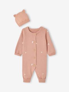 Baby-Babyset met tricot overal + bijpassende muts met oortjes