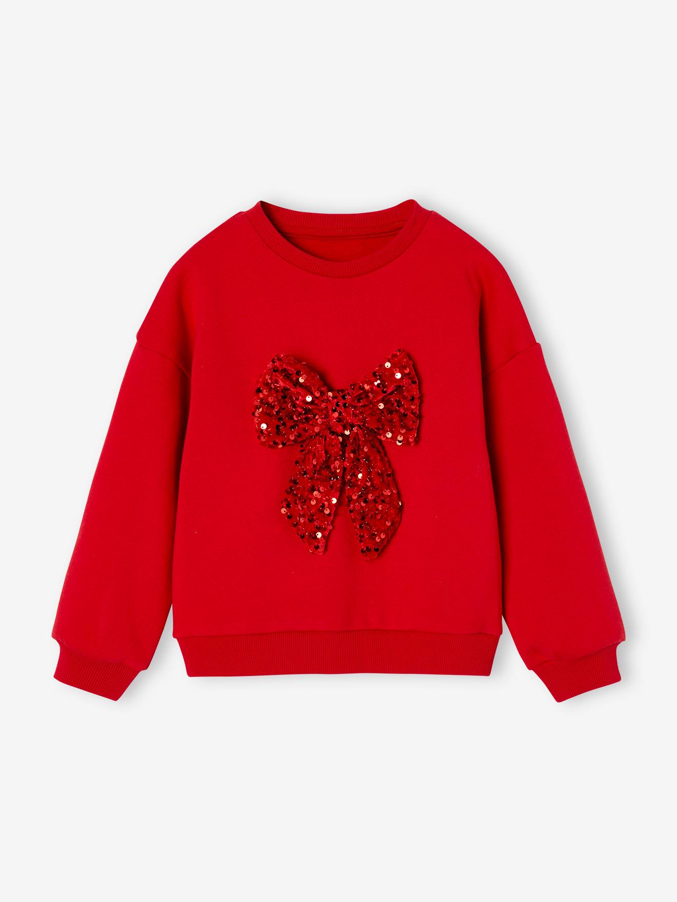 Kerstsweater voor meisjes met lovertjes rood