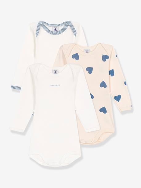 Set van 3 rompertjes Petit Bateau grijsblauw - vertbaudet enfant 