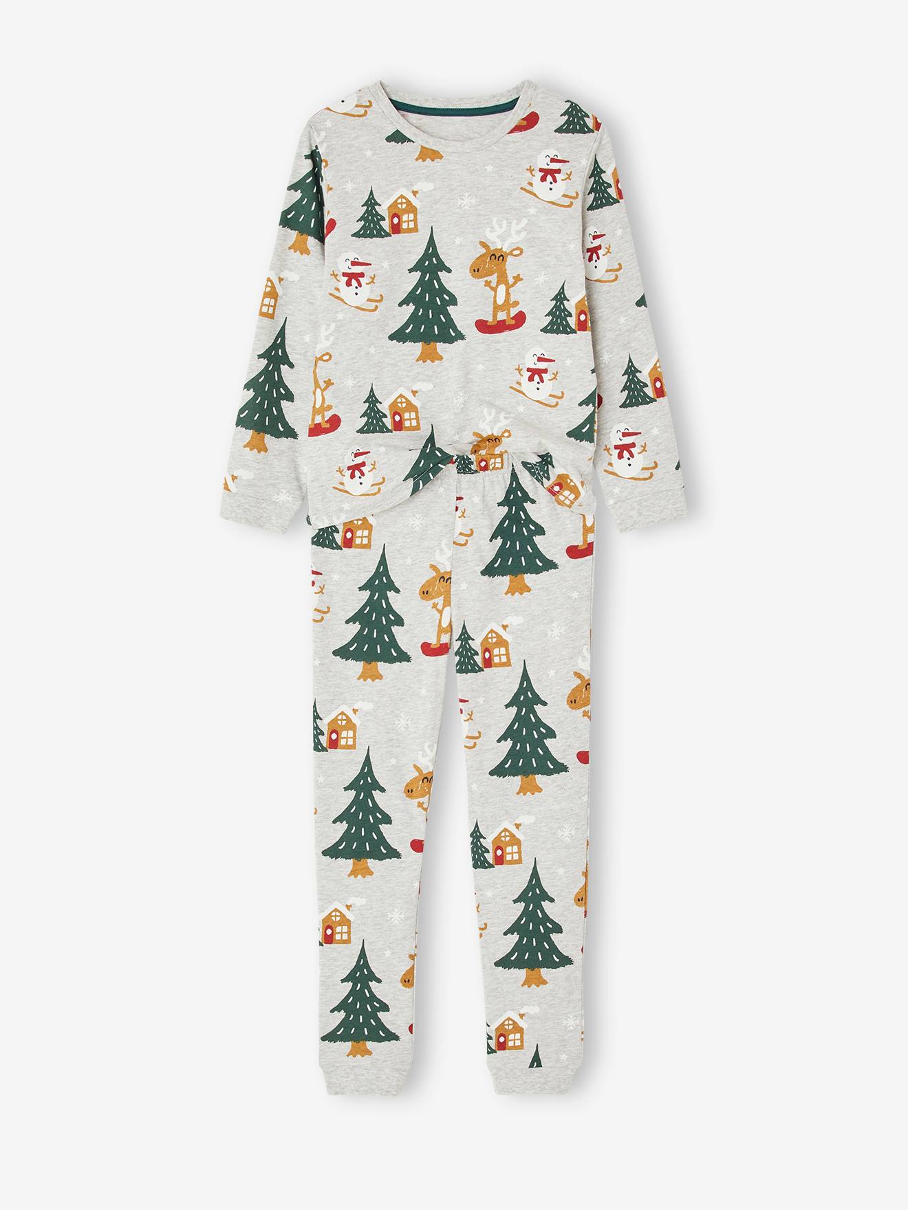 Kerstset met pyjama + sokken jongen gemêleerd grijs