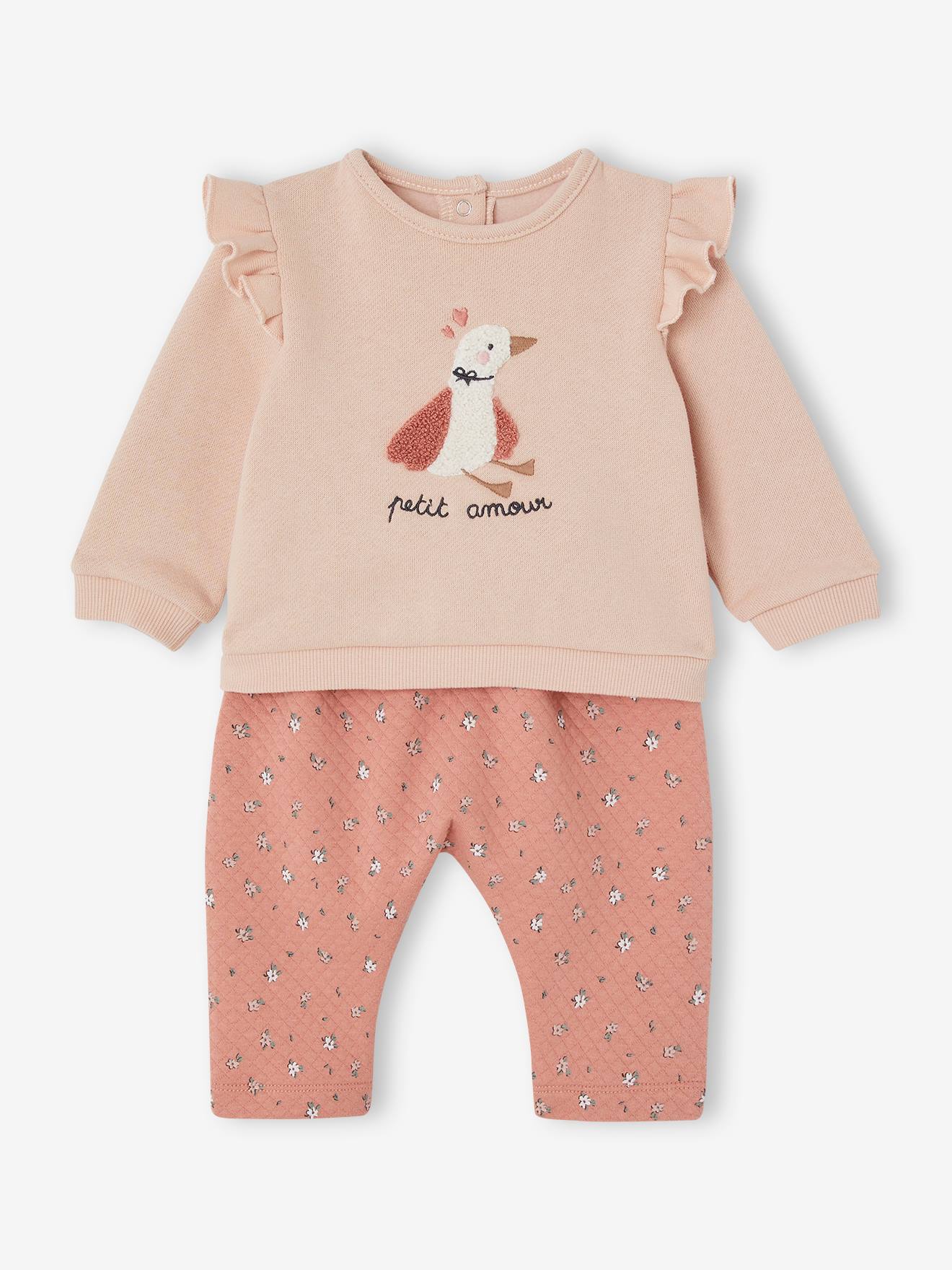 Set sweater en broek baby rozen