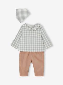 -Babyset met body shirt + fluwelen broek + bandana