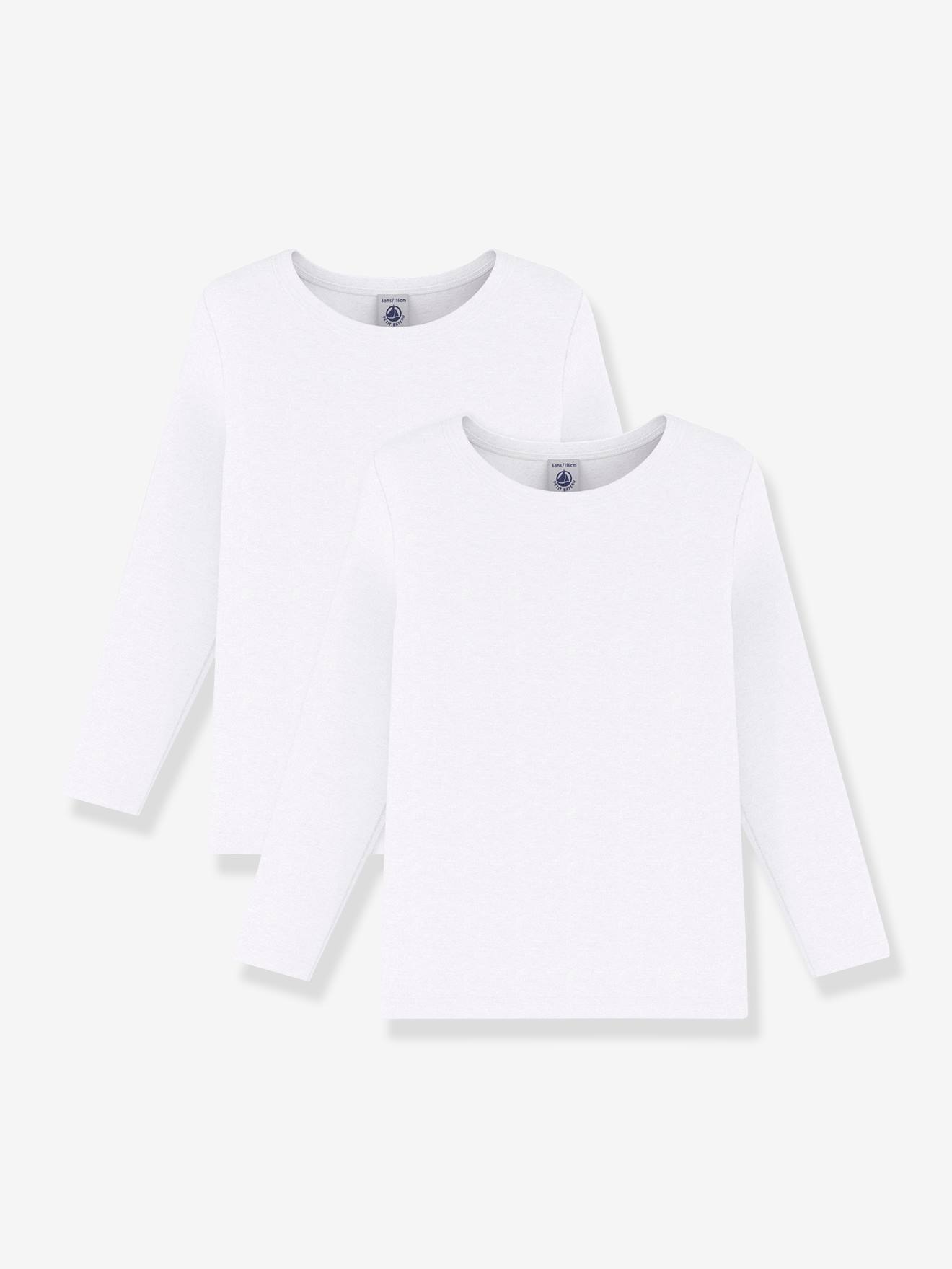 Set van 2 witte T-shirts met lange mouwen - PETIT BATEAU wit