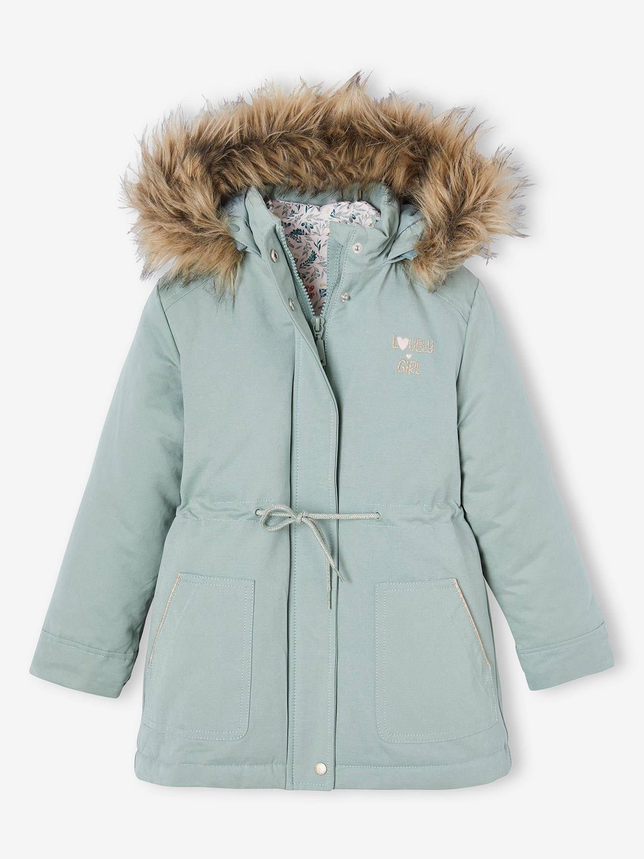 3-in-1 parka met capuchon meisje groengrijs