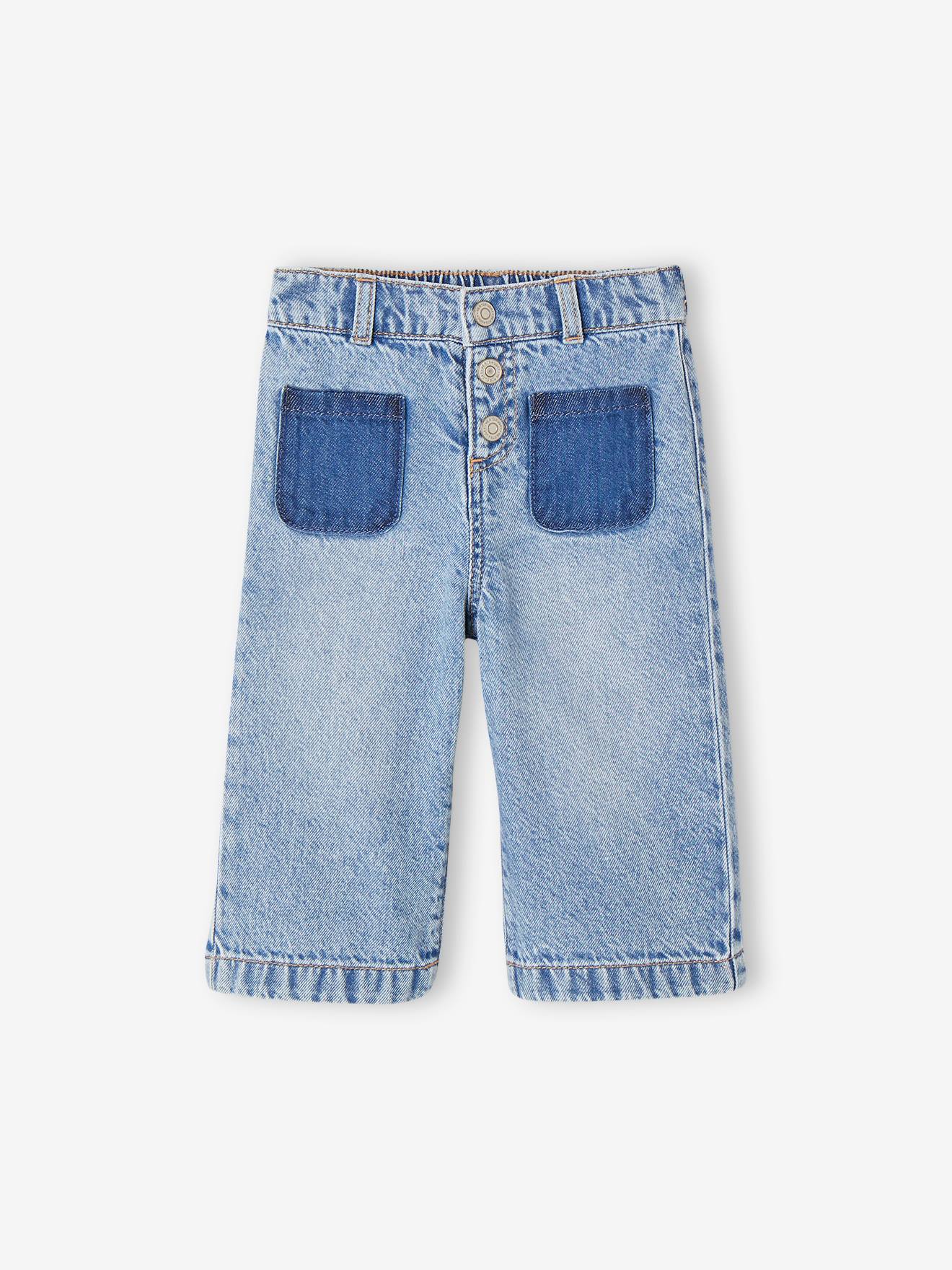 Wijde jeans babymeisje stone