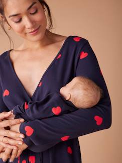 -Zwangerschapspakket "Mon coeur" Zwangerschapsnachthemd + babyromper + etui ENVIE DE FRAISE