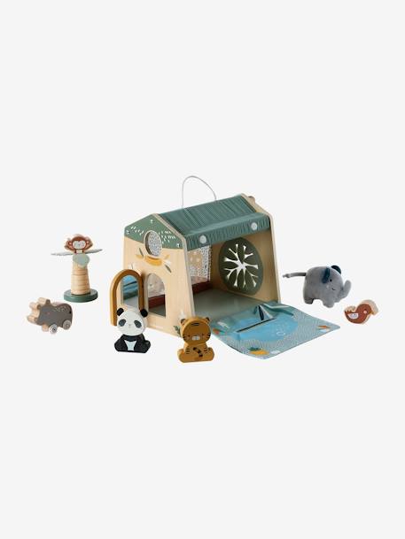 Dierenactiviteitenhuis Tanzania in stof en FSC 100%®-hout beige - vertbaudet enfant 