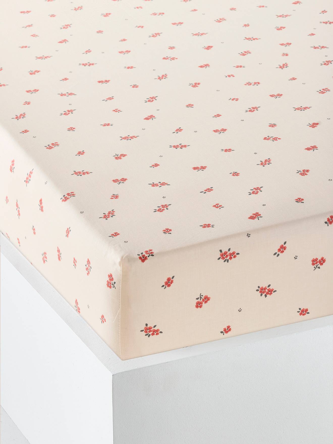 Kinderhoeslaken GIPSY met gerecycled katoen beige, bedrukt