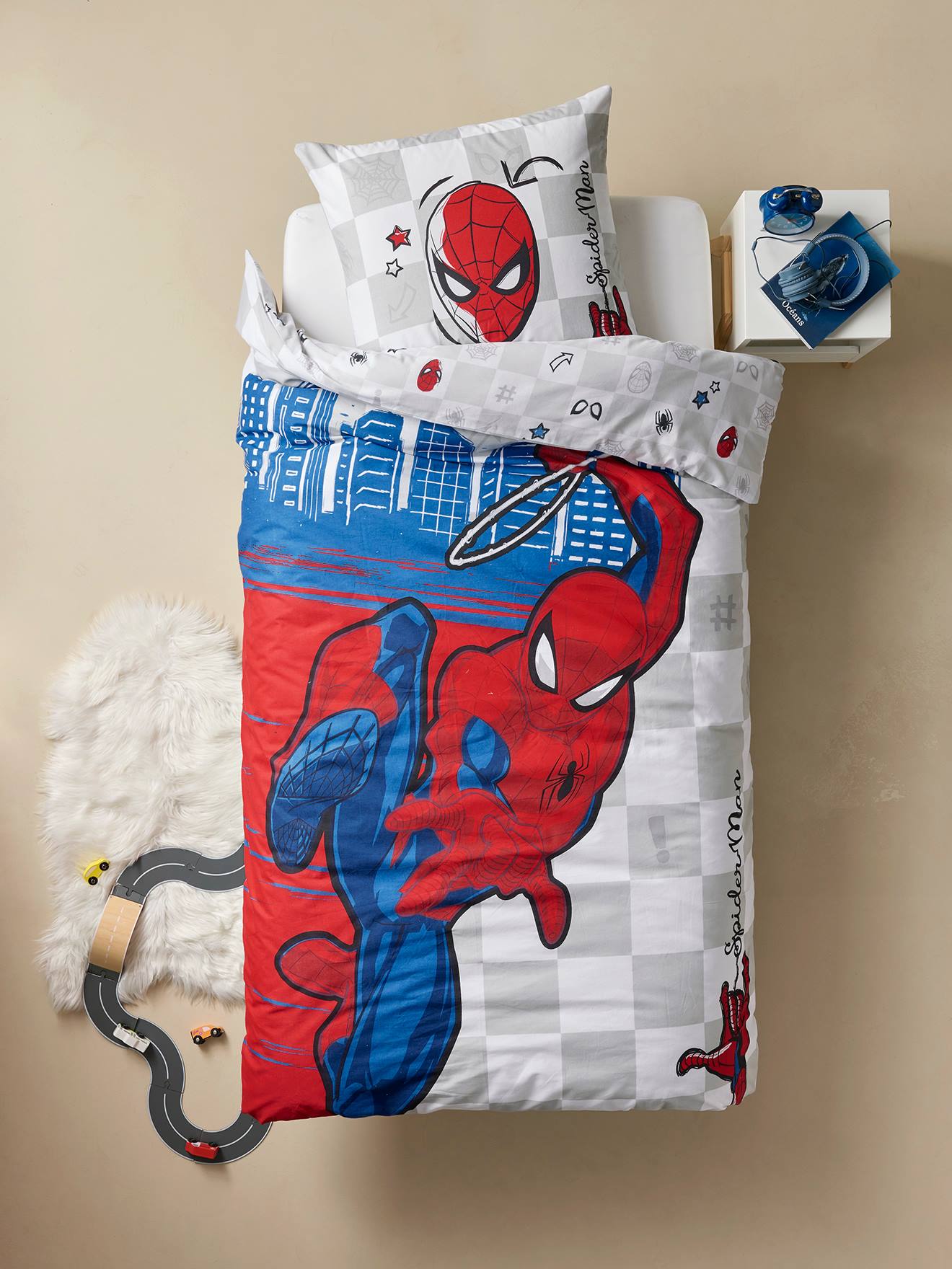 Bedrukt beddengoed 100% katoen, SPIDERMAN Afmeting: 140x200 cm rood, bedrukt