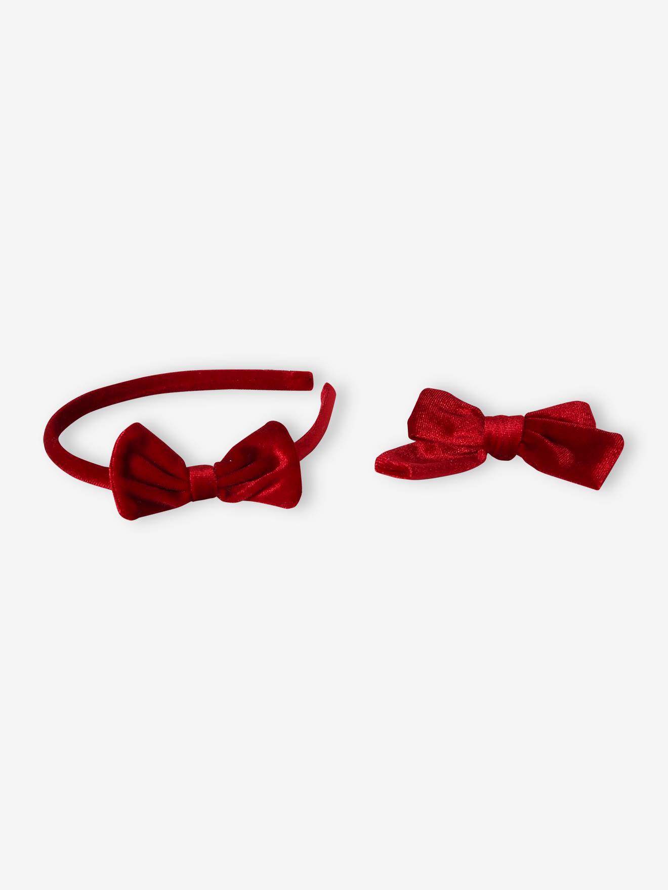 Set met fluwelen haarband en scrunchie rood