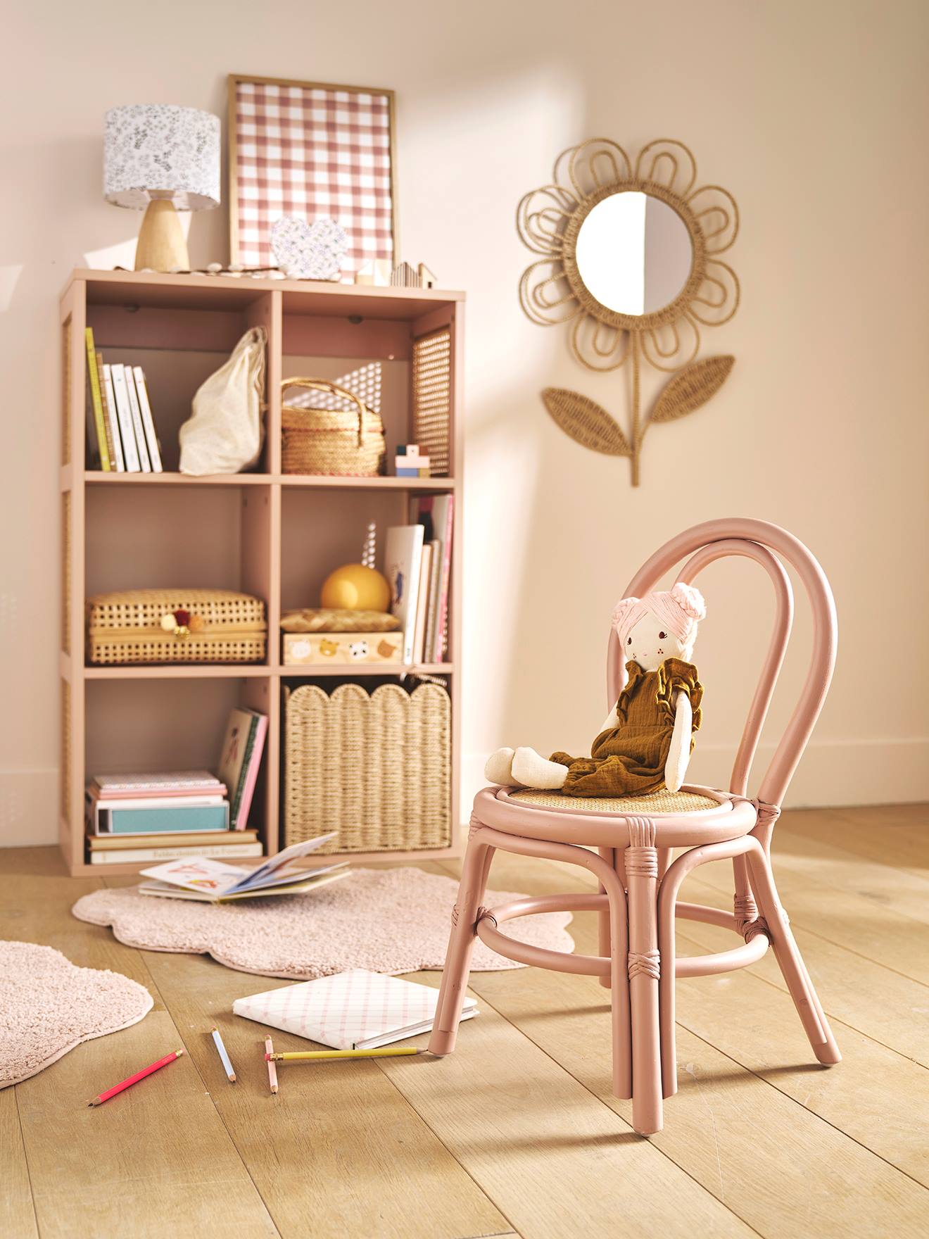 Kinder Stuhl aus Rattan POESIE, SitzhΓΆhe 30 cm rozen