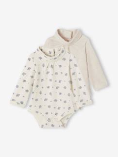 Baby-T-shirt, souspull-Set van 2 rompertjes met col en lange mouwen