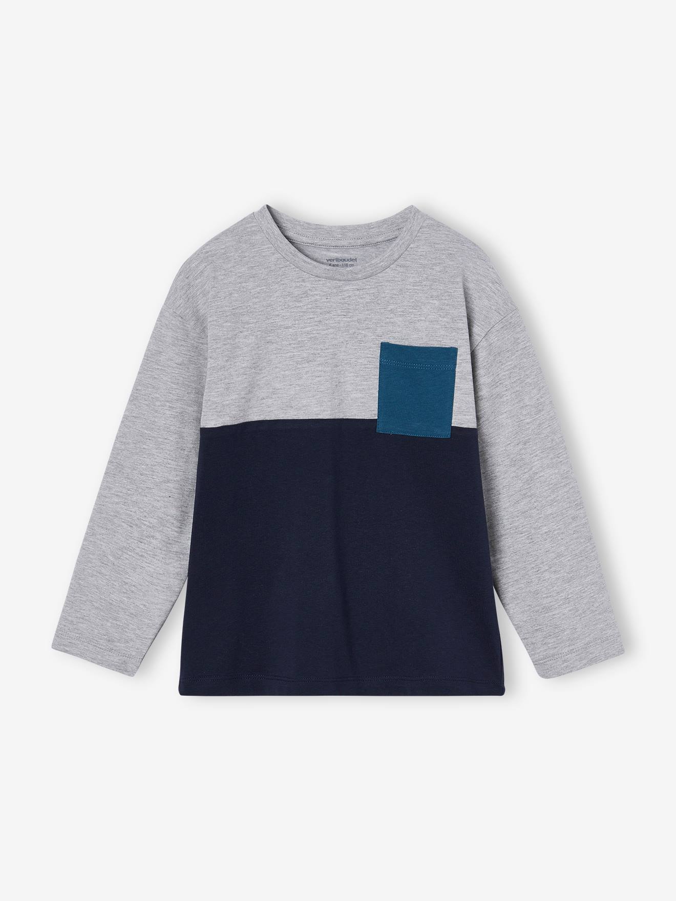 Colorblock jongensshirt blauw