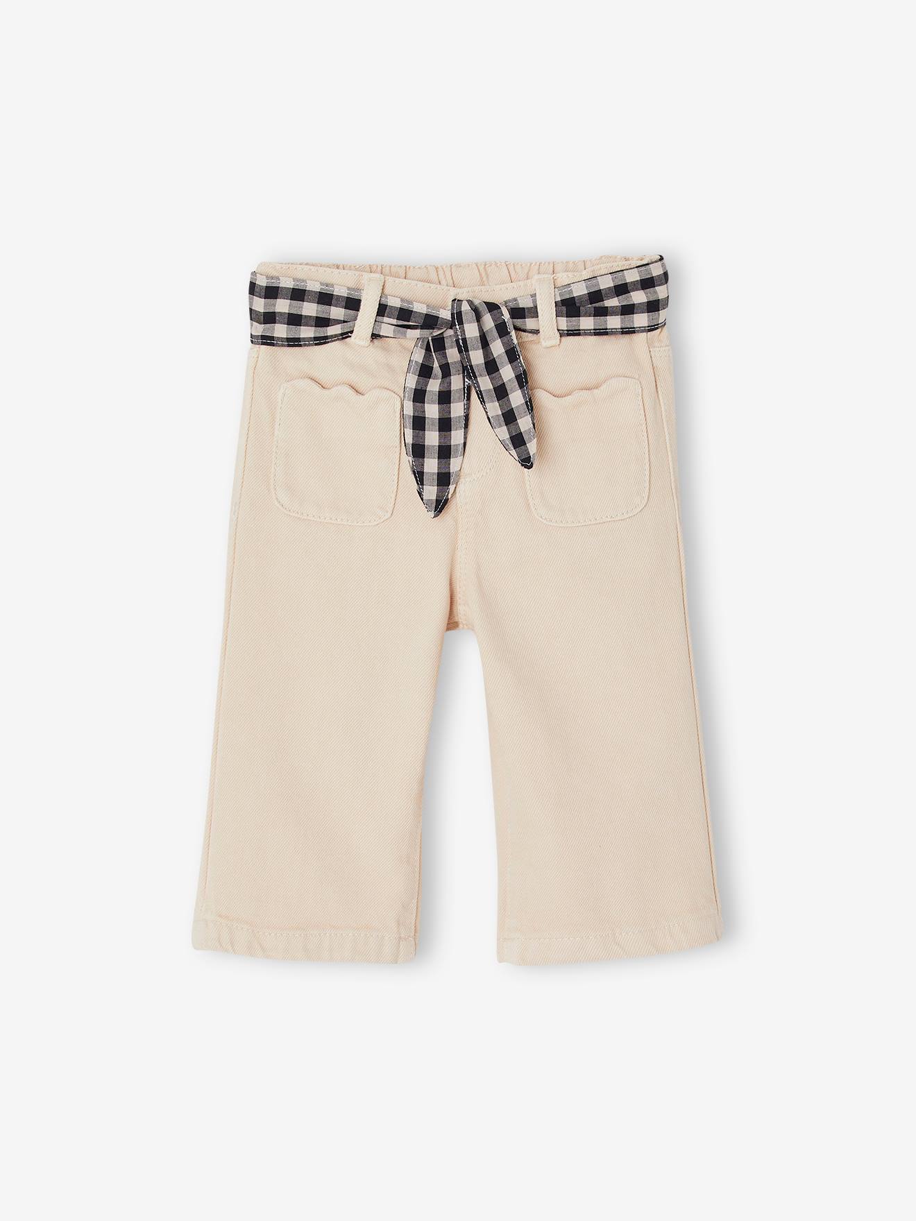 Wijde broek meisjesbaby beige (poederkleur)