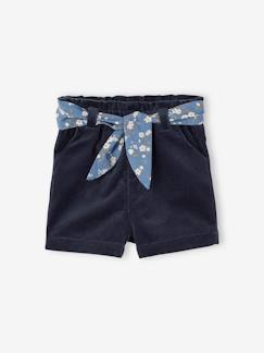 -Soepel fluwelen short met riem met bloemen voor baby's