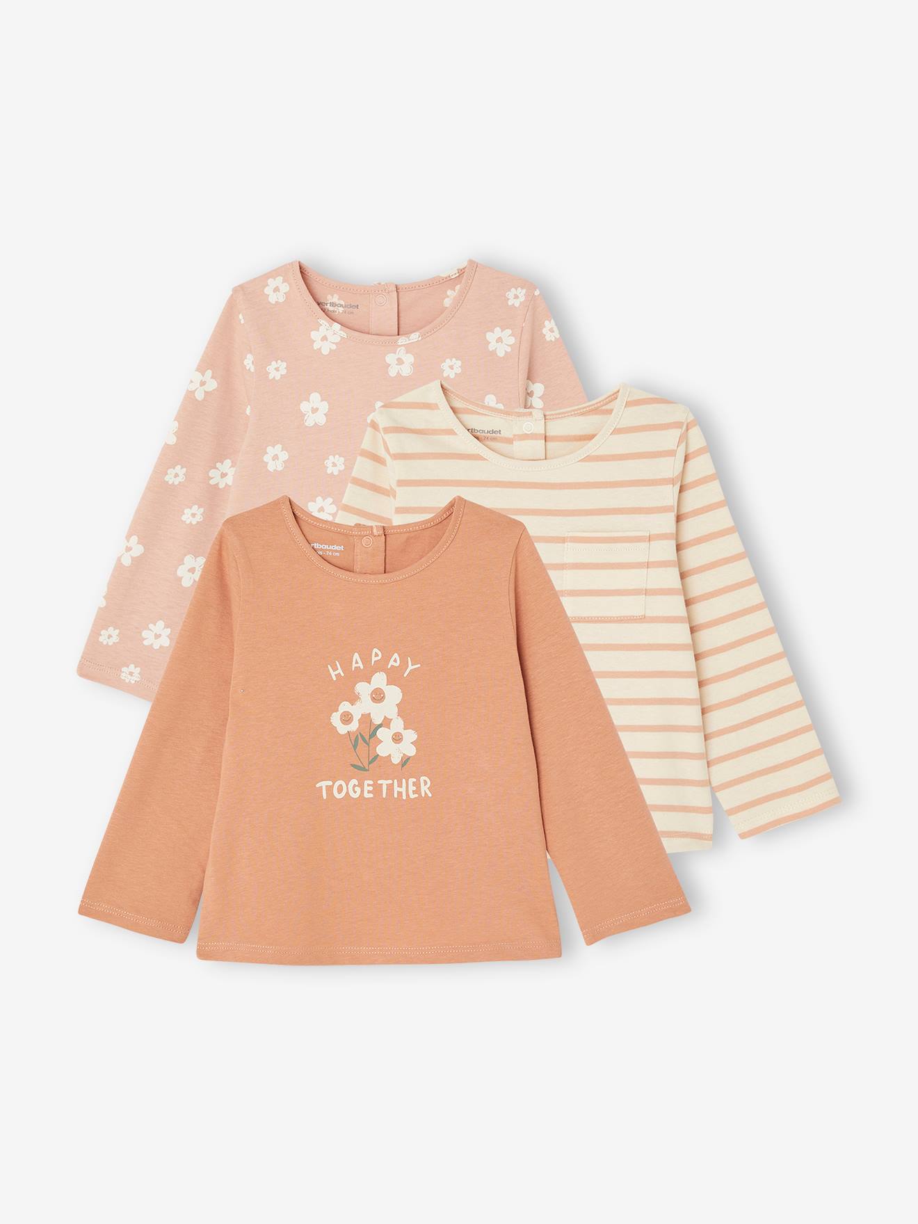 Set van 3 T-shirts Basics baby klei