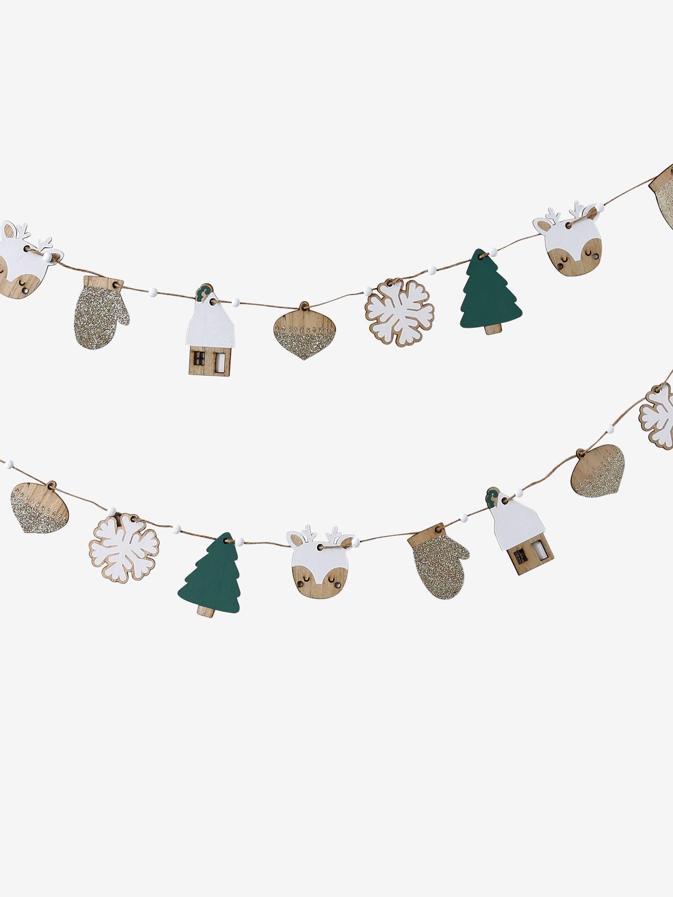 Houten kerstslinger in twee kleuren hout