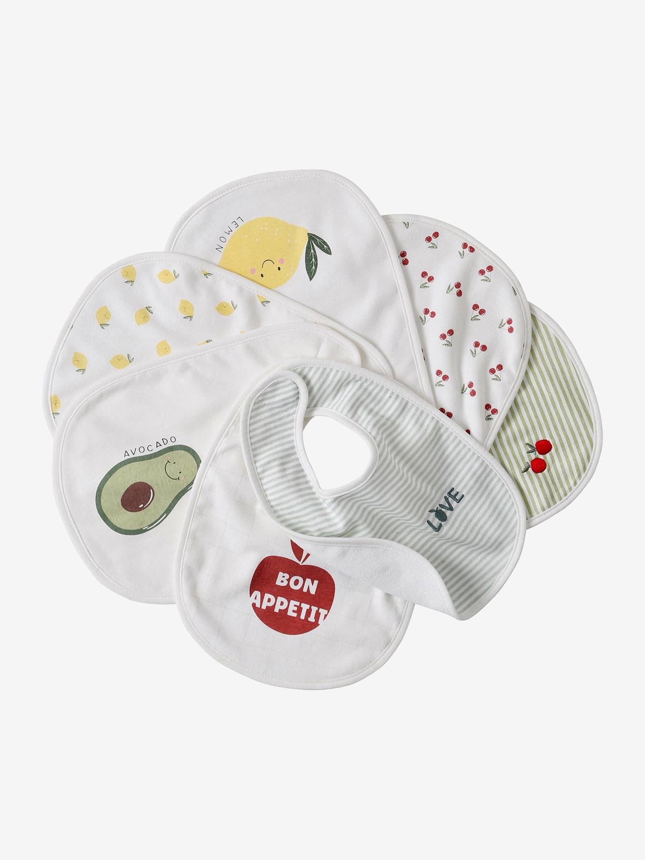 Set van 7 babyslabbetjes meerkleurig