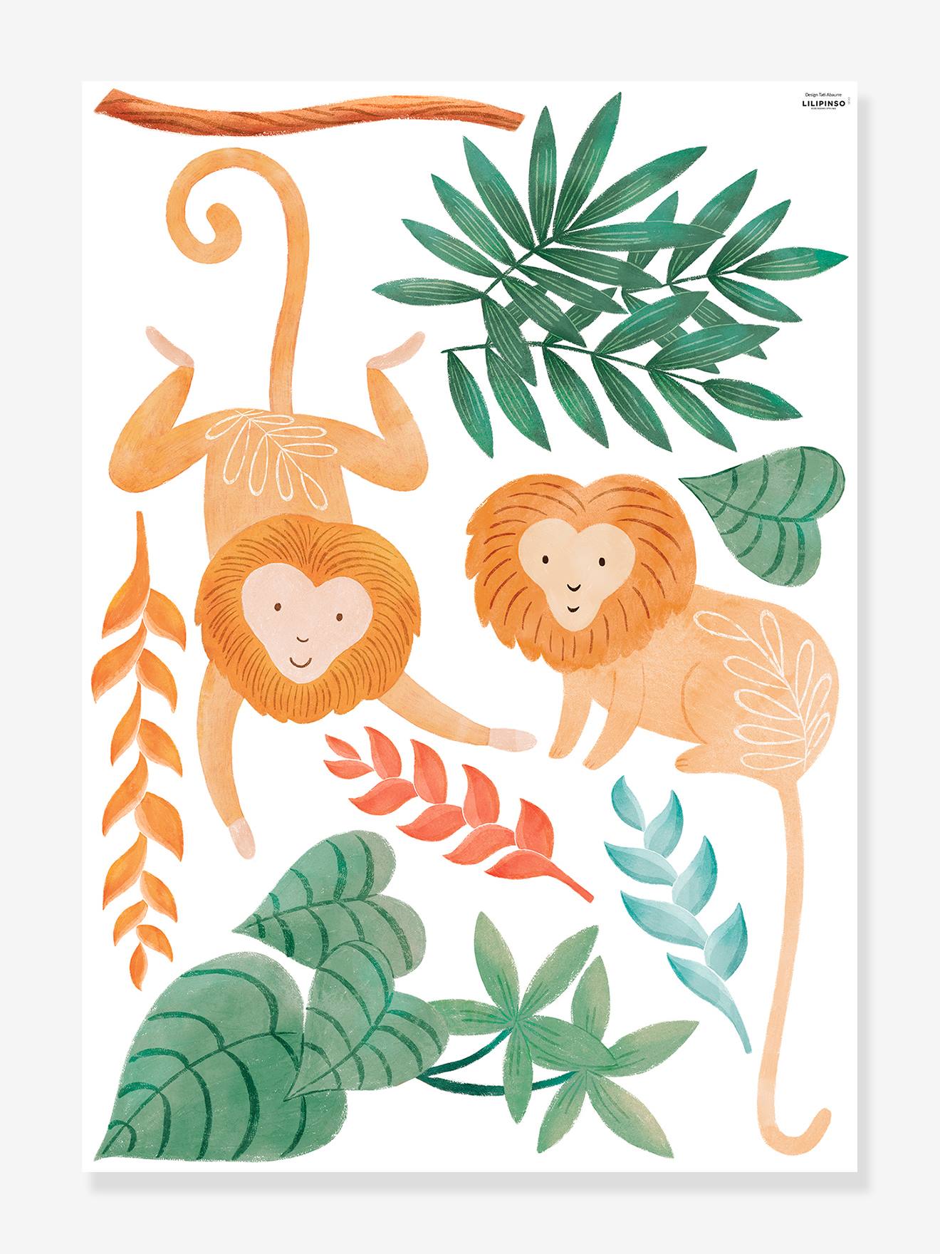 Stickervel met jungledecor Lilipinso meerkleurig