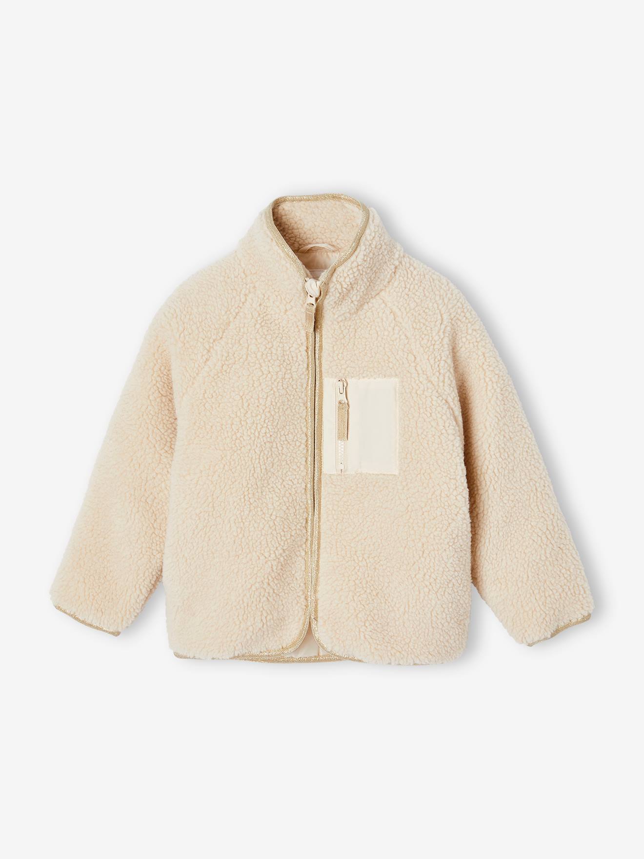 Sherpa meisjesvest vanille