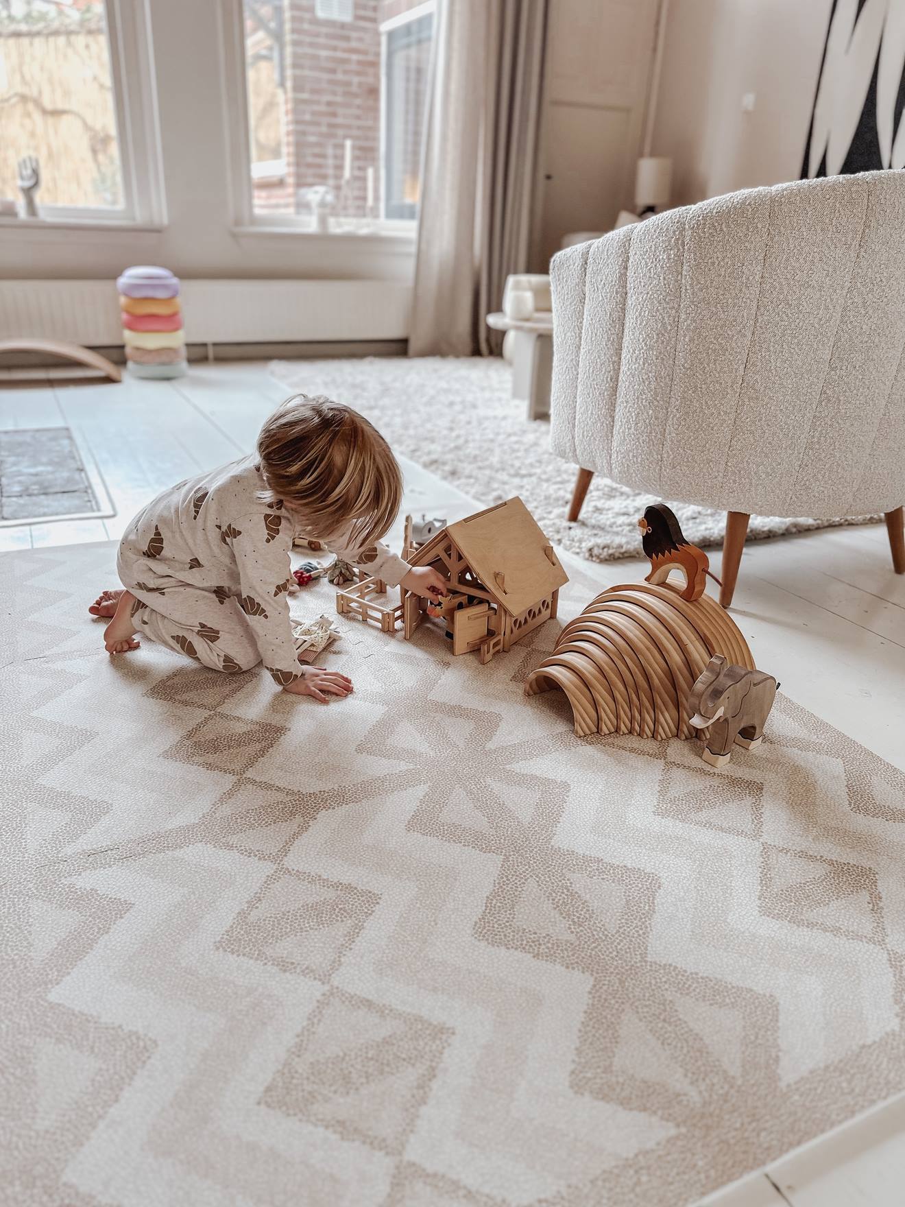 Kilim EEVEVE puzzel speelmat zandbeige