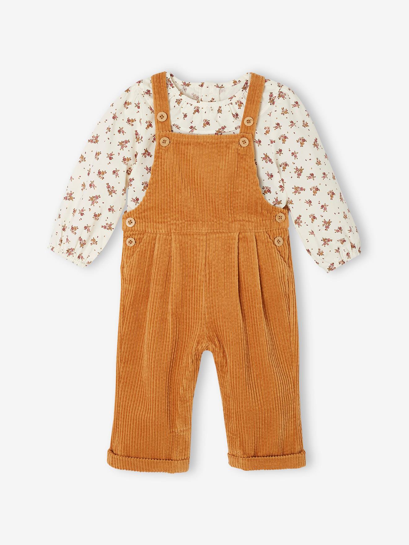 Babyset blouse + salopette karamel