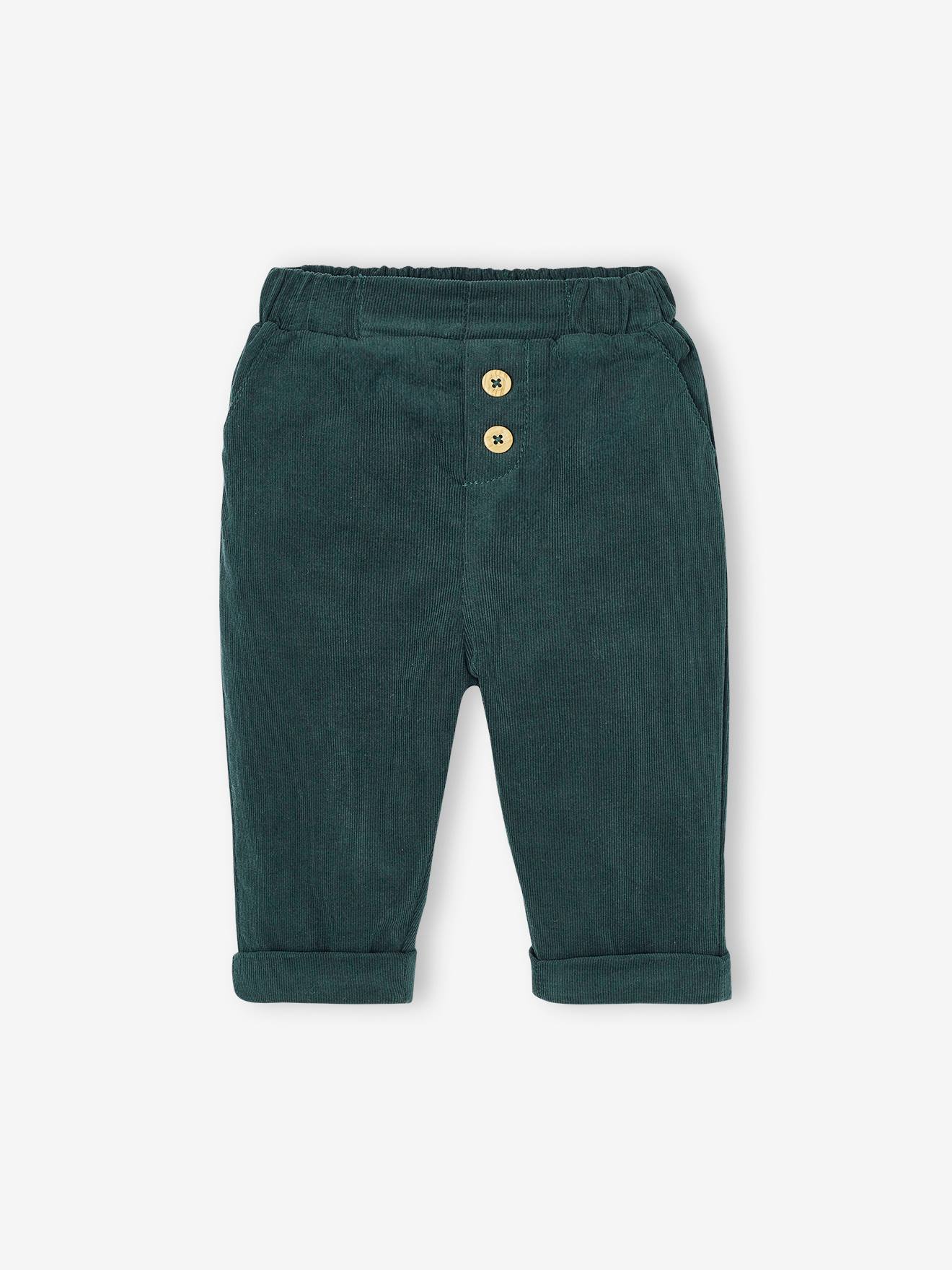 Fluwelen broek met fleece voering voor baby's dennen