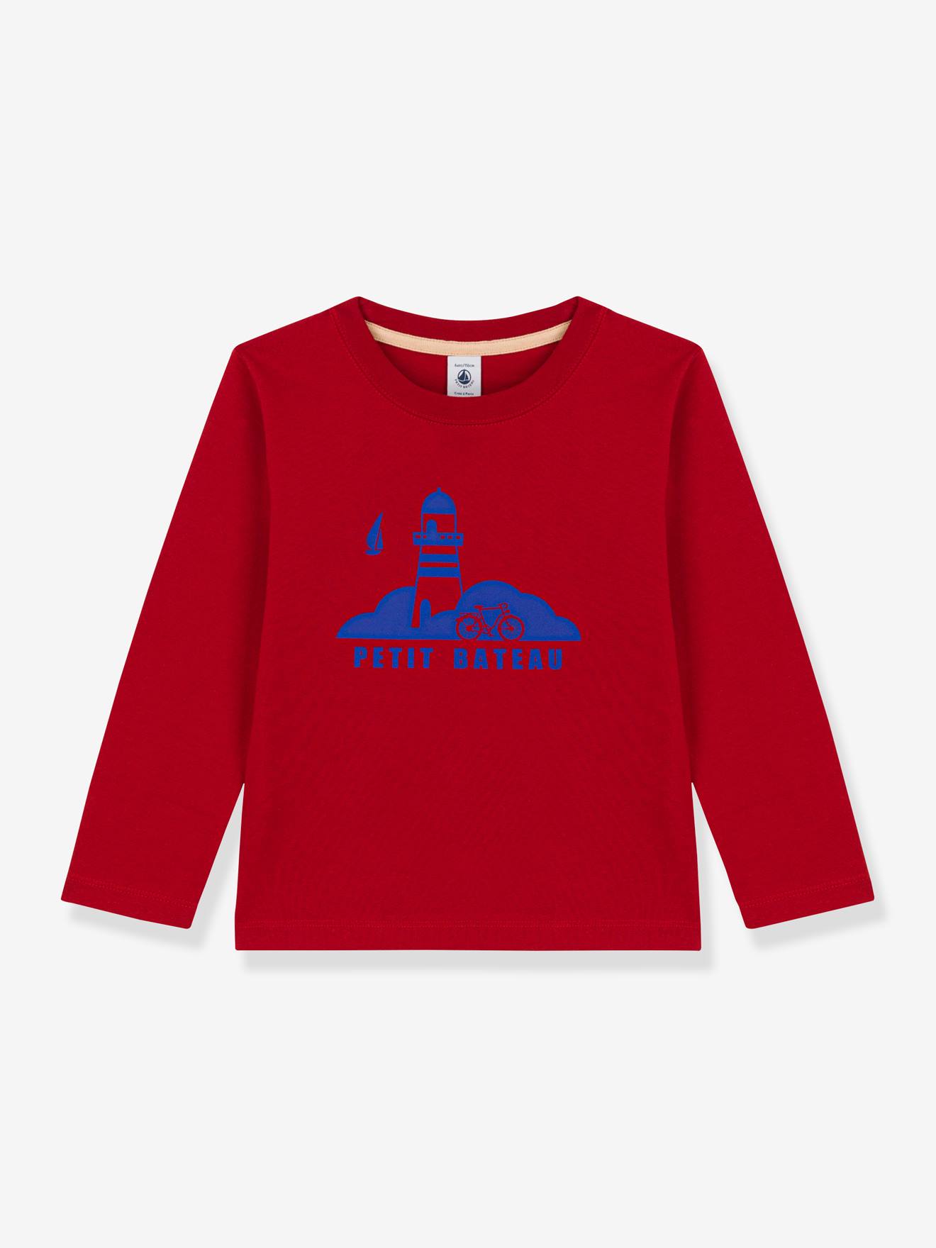 Kindershirt met lange mouwen PETIT BATEAU in biologisch katoen rood