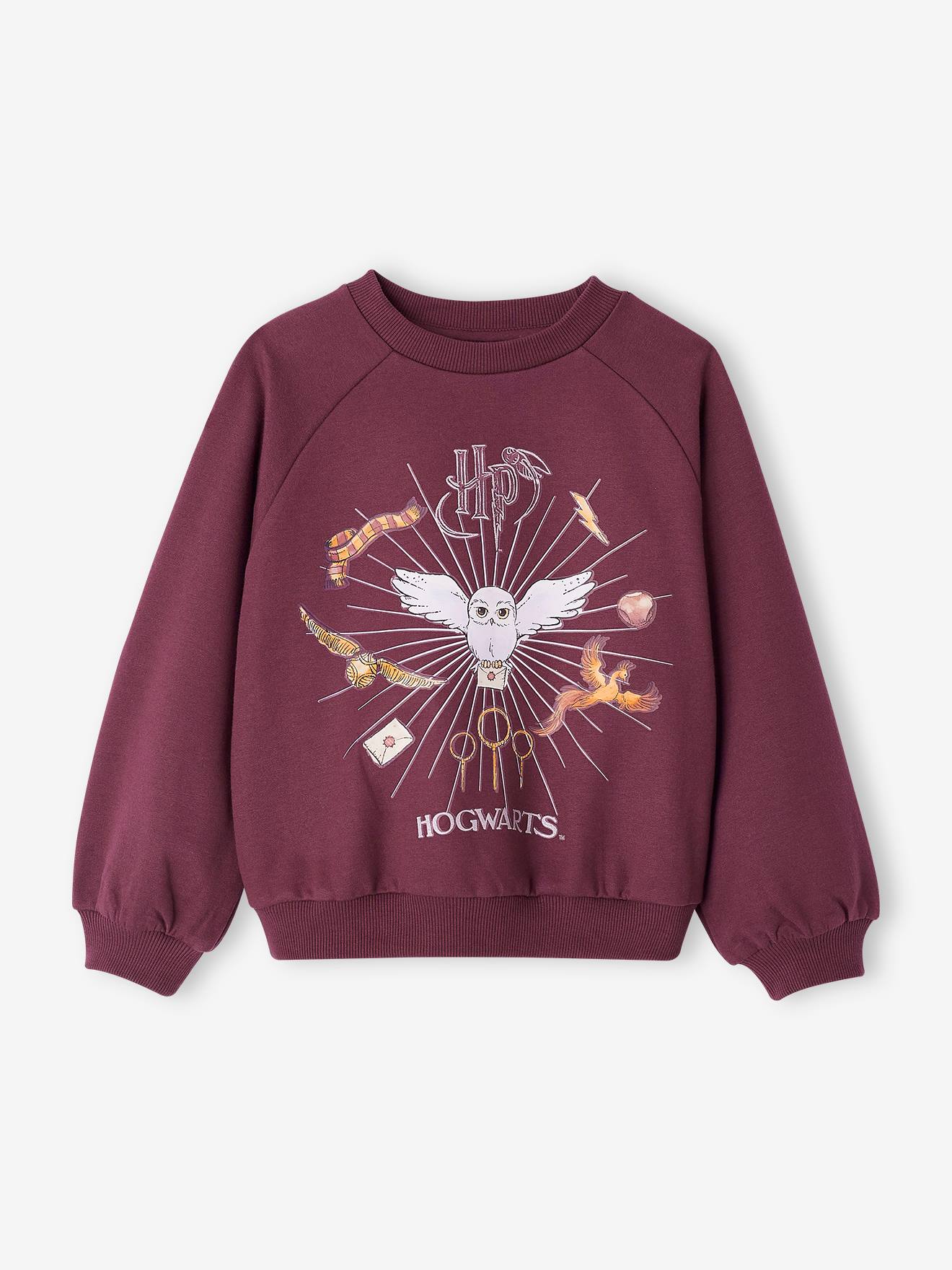 Harry Potter® meisjessweatshirt met Hedwig-motief en glitterdetails pruim