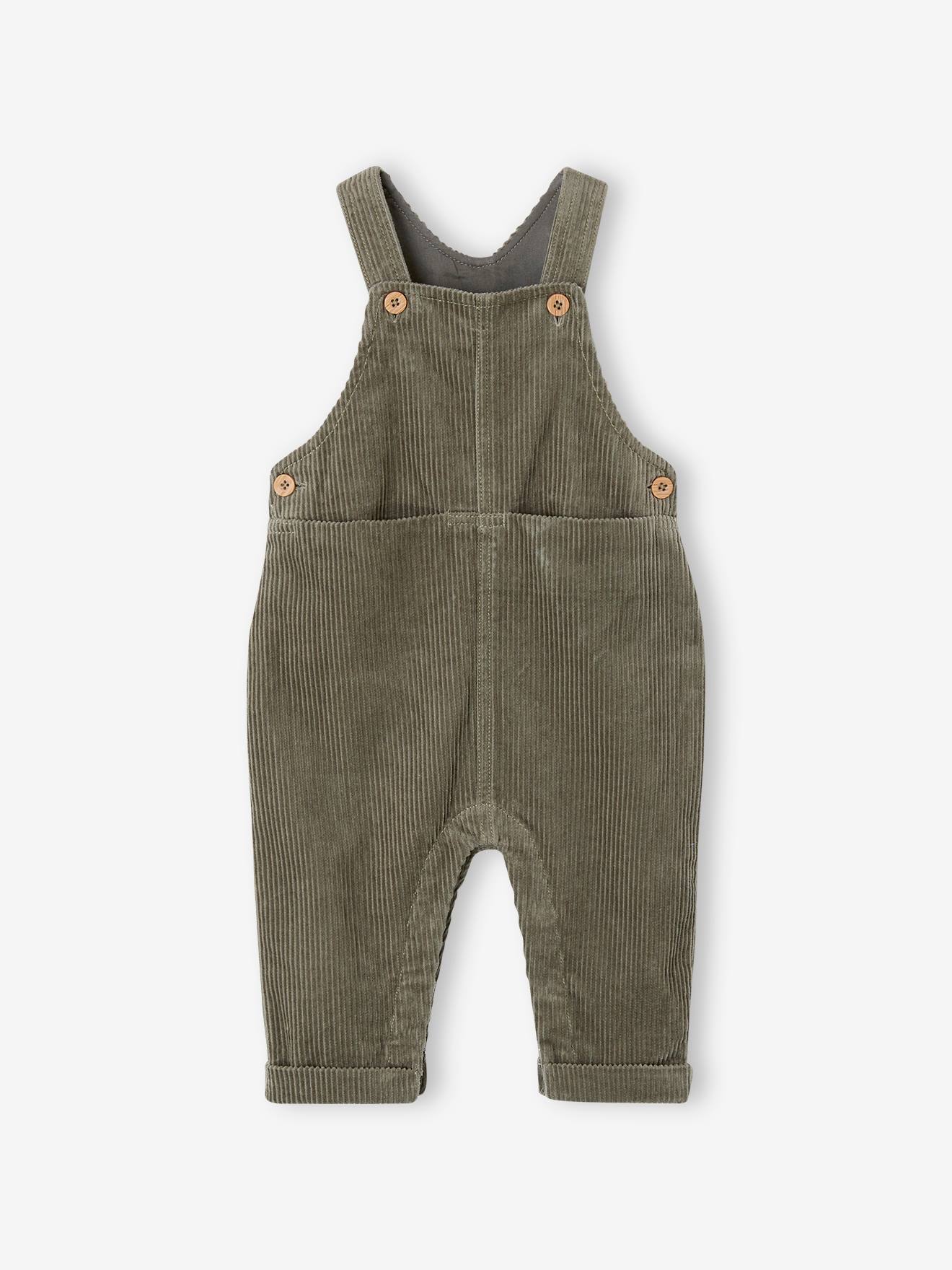 Velours tuinbroek baby jongen olijf afbeelding