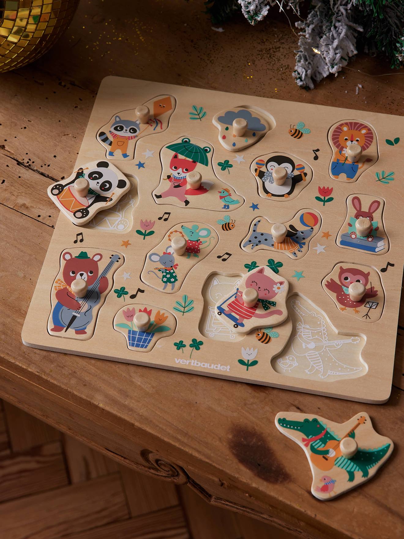 Knopenpuzzel Les animaux joyeux FSC 100% hout