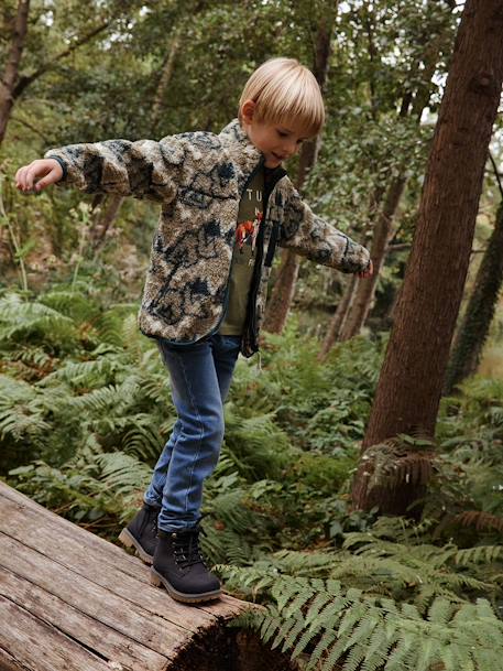 Rechte fleecebroek jongens denim look DARK GROSS+denim grijs+double stone+STONE MIDDEN+zwart denim - vertbaudet enfant 