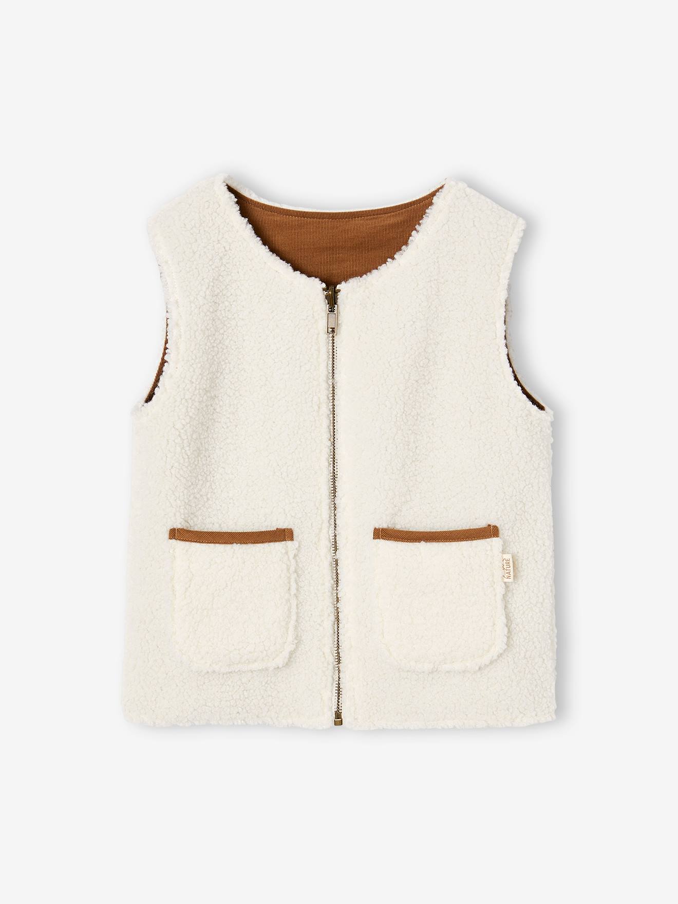 Omkeerbaar mouwloos vest voor kinderen familie-capsulecollectie ecru