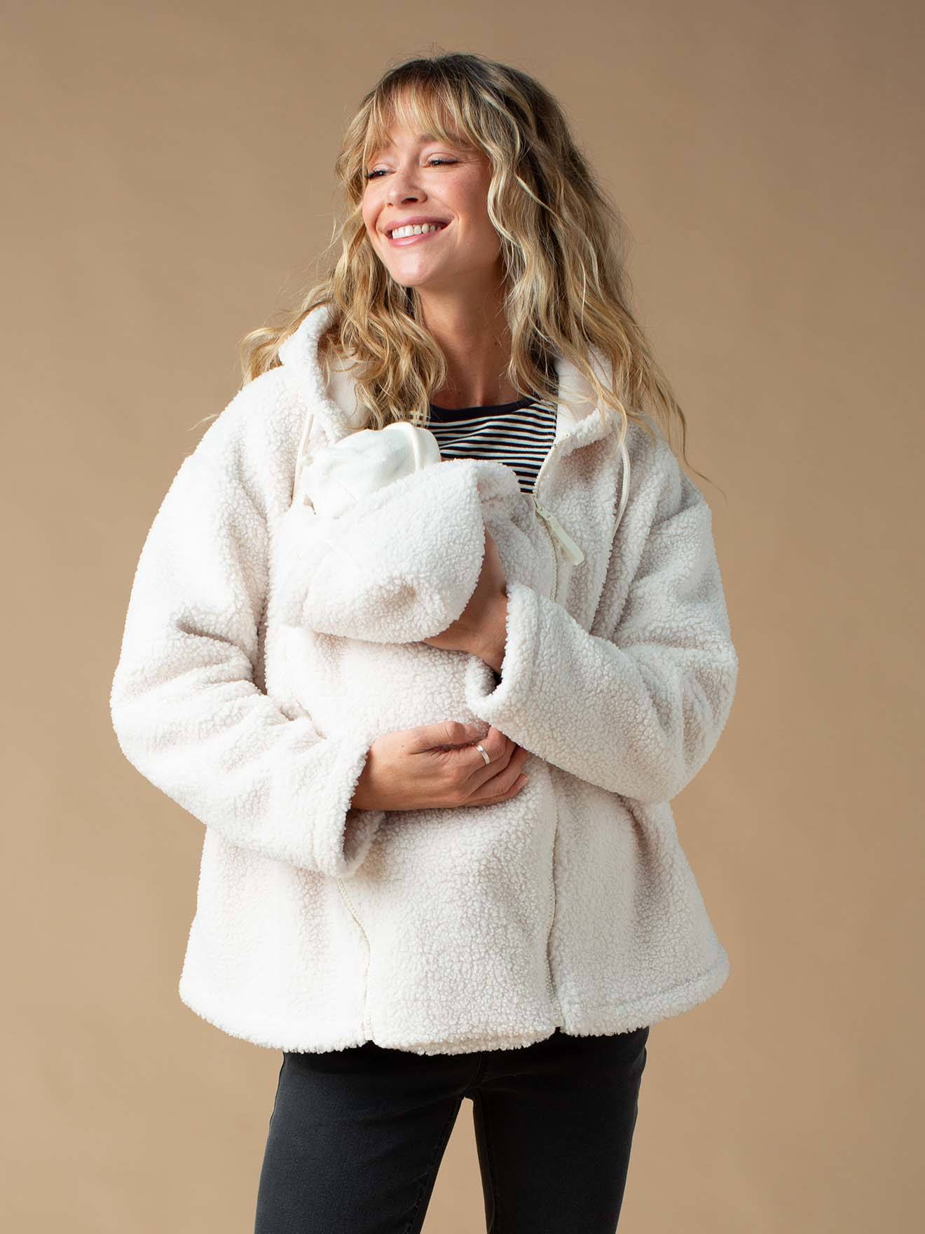 Meegroei sweater met rits van sherpa met babybeschermer ENVIE DE FRAISE ecru