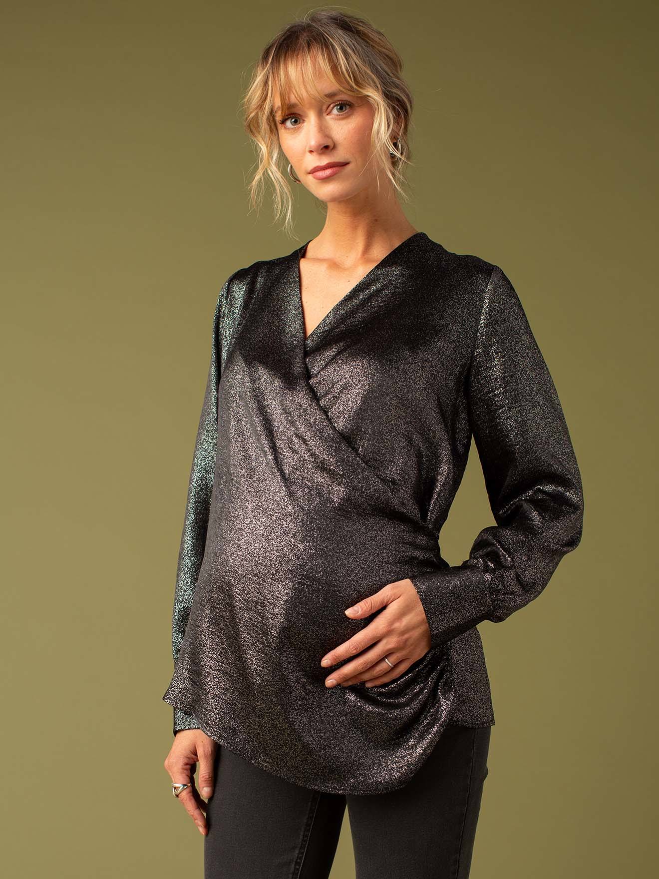 Zwangerschapsblouse met iriserend effect ENVIE DE FRAISE zwart afbeelding