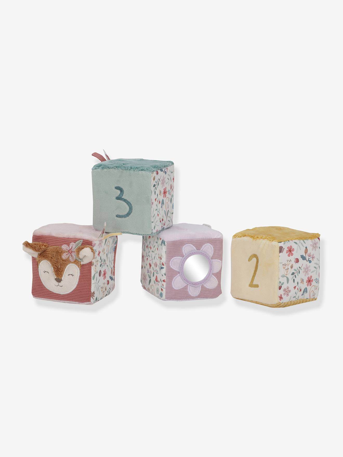 Set van 4 zachte blokken - Flowers & Butterflies - LITTLE DUTCH meerkleurig