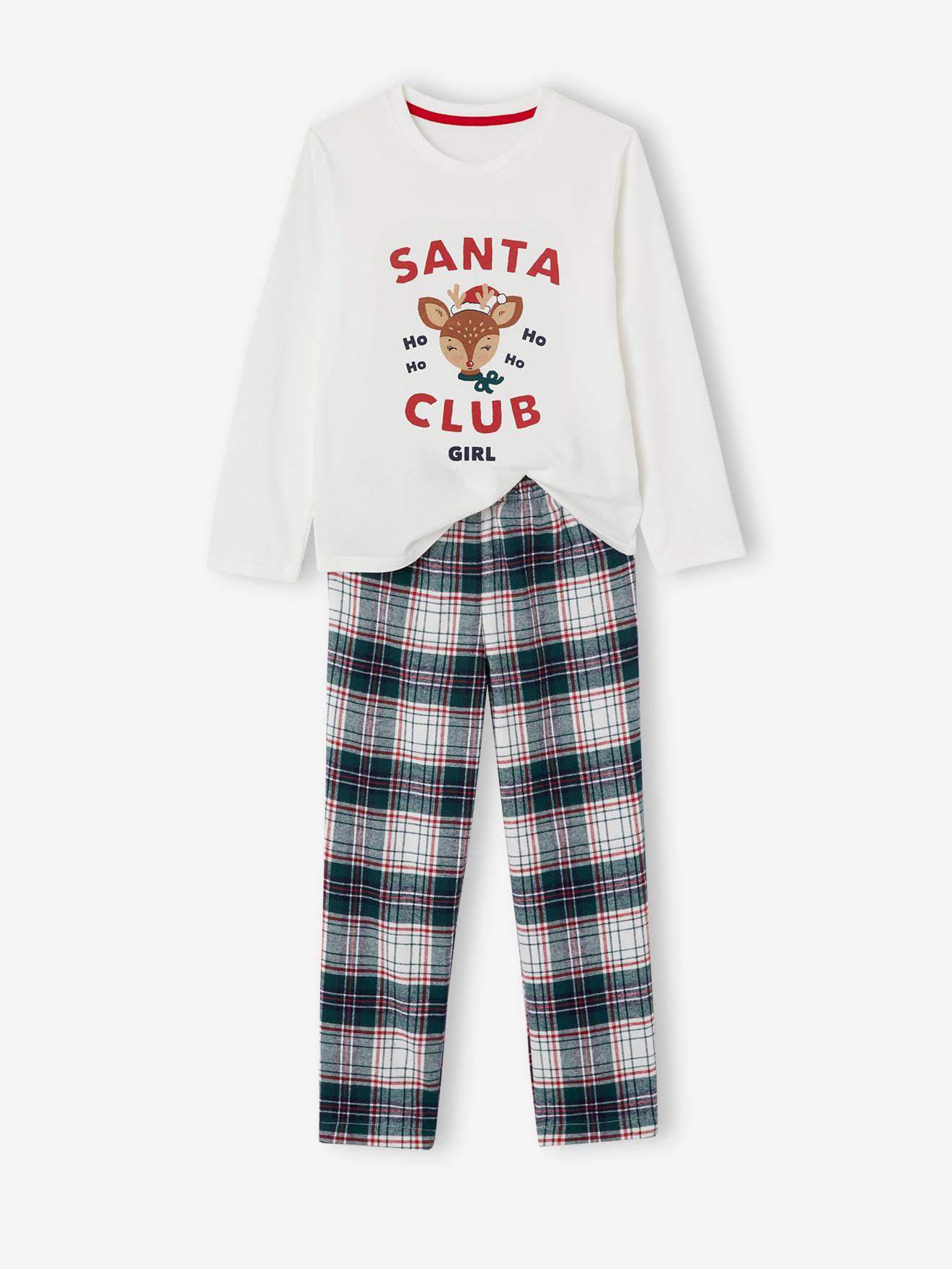 Kerstpyjama voor meisjes "Santa Club" familie-capsulecollectie ecru