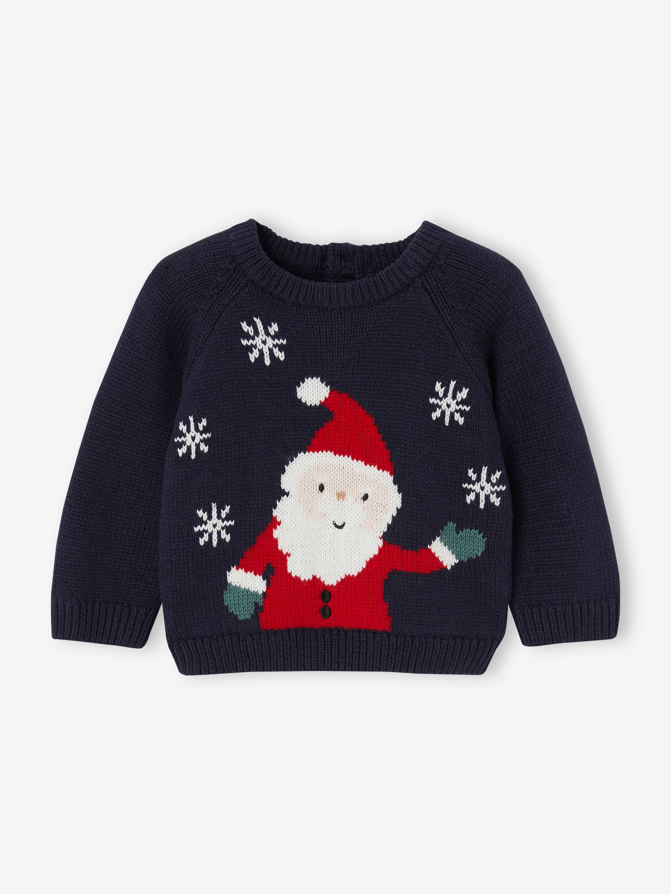 Baby Jacquardpullover mit Weihnachtsmann marineblauw