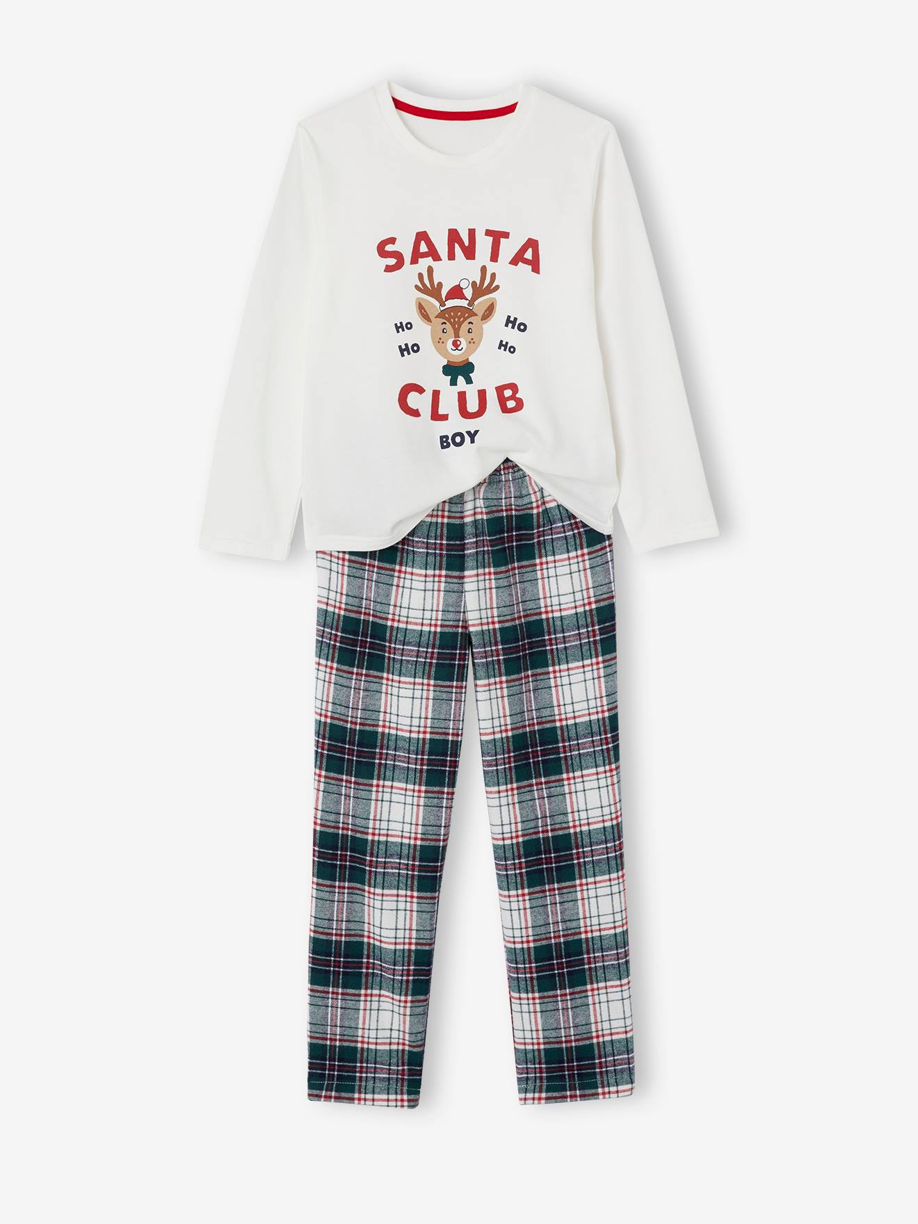Kerstpyjama voor jongens "Santa Club" familie-capsulecollectie ecru