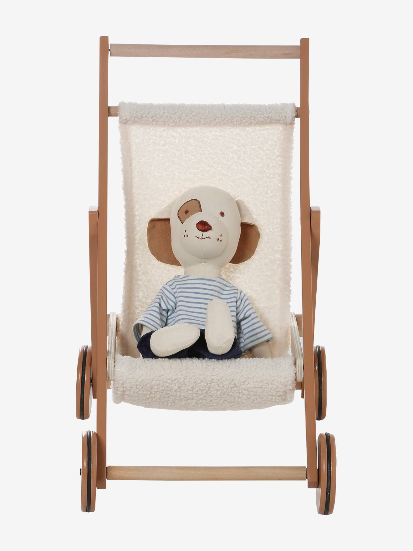 Houten wandelwagen voor babypop karamel