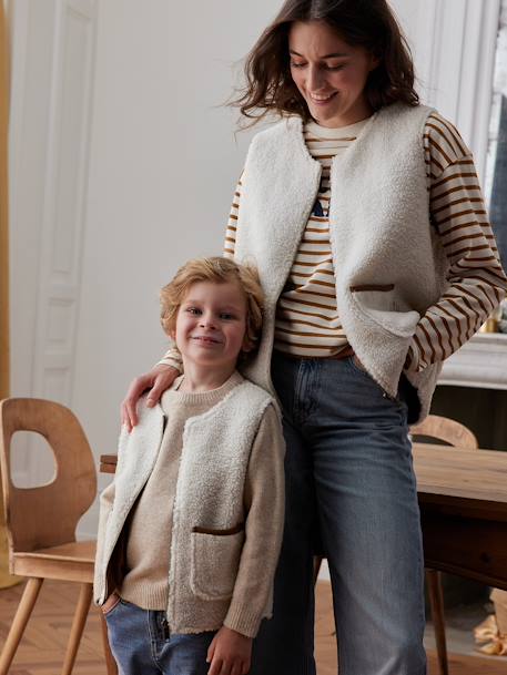 Omkeerbaar mouwloos vest voor kinderen familie-capsulecollectie ecru - vertbaudet enfant 