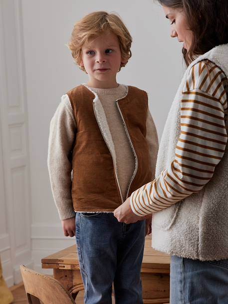 Omkeerbaar mouwloos vest voor kinderen familie-capsulecollectie ecru - vertbaudet enfant 