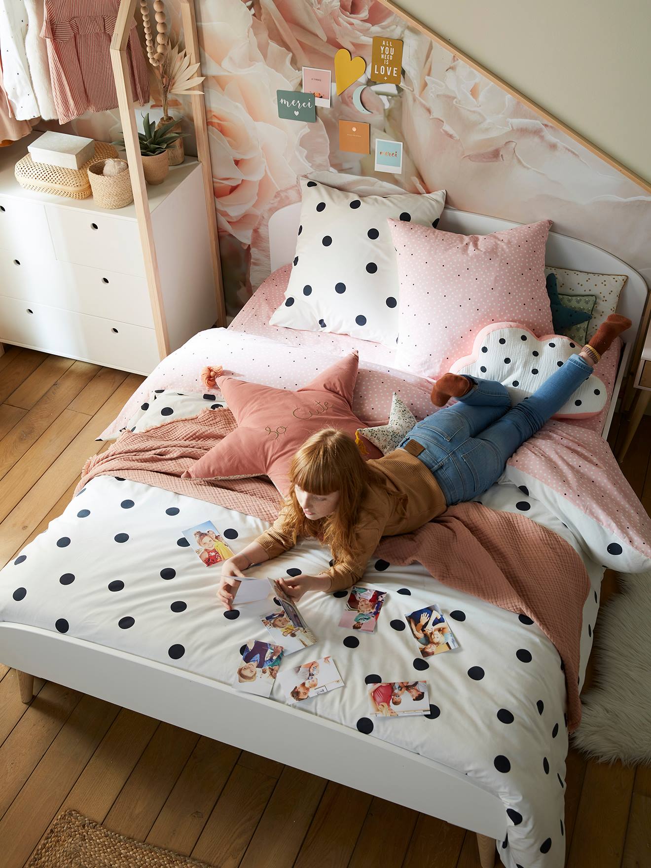 Dubbel kinderbed LIGNE CONFETTI wit