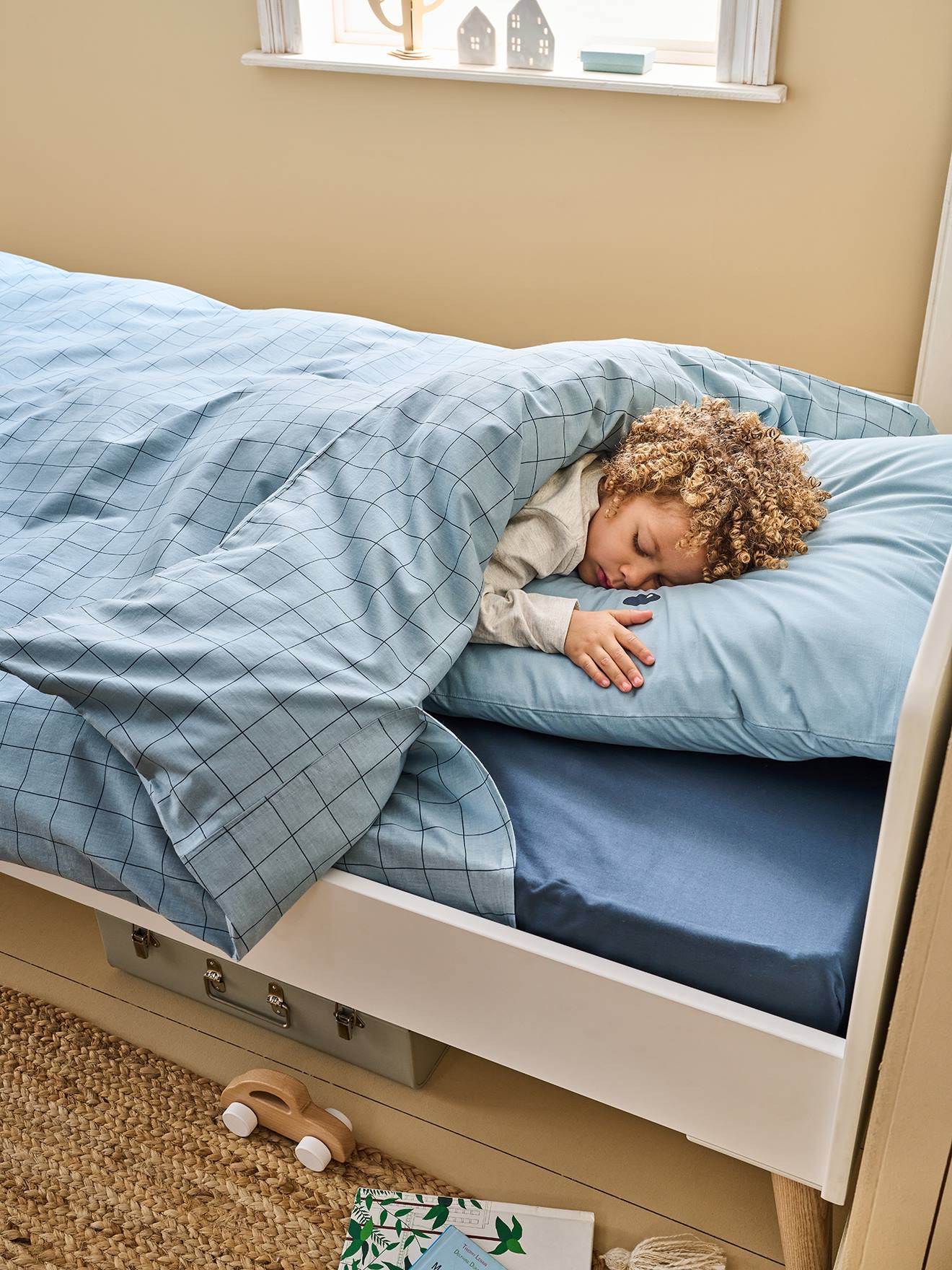 Dekbedovertrek Magicouette CARONIMOS, met gerecycled katoen blauw, geruit afbeelding